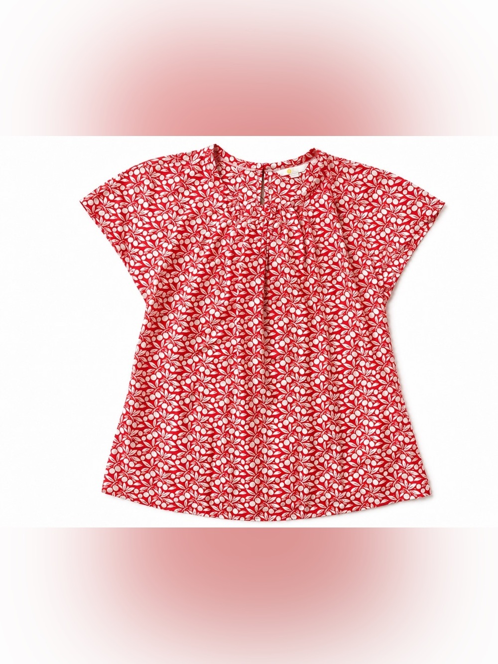 Boden Red & White Floral Print Blouse Silk Blend Top US 8 UK 12